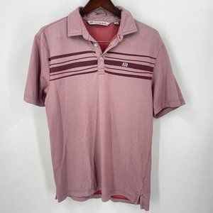 Travis Mathew Shirt Mens Size Medium Red Polo Short Sleeve Collared Logo
